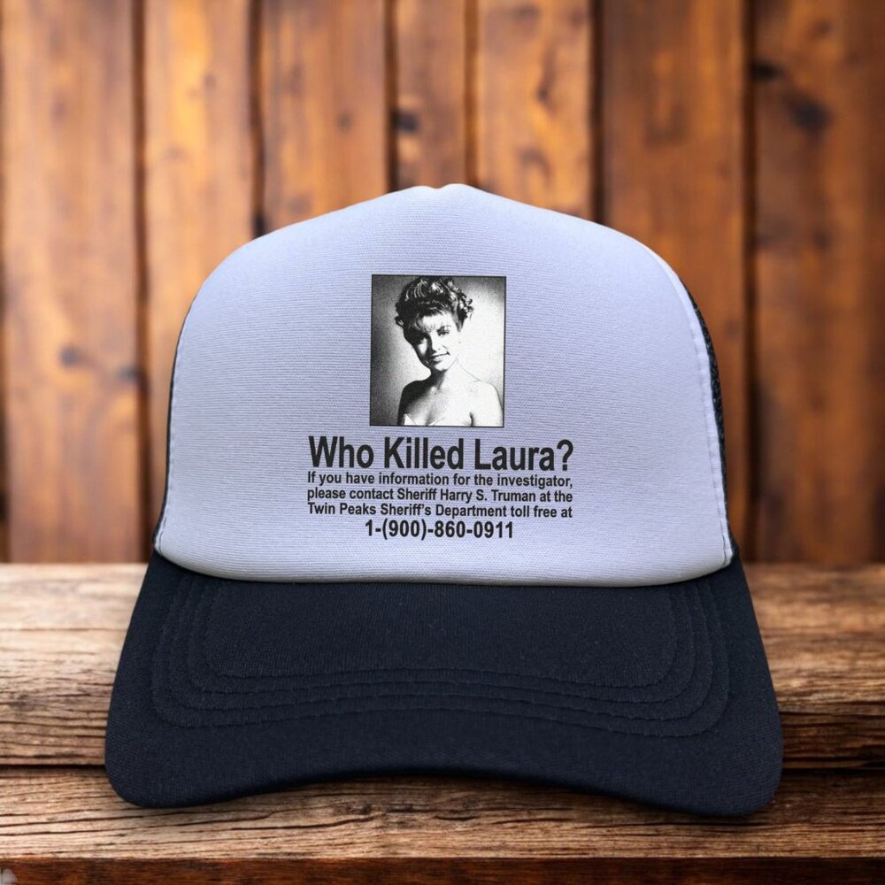Who Killed Laura Palmer Mens Trucker Hat Black Twin Peaks David Lynch Red Room